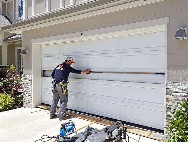 Simsbury Garage Door Repair team performing complete garage door replacement at Simsbury residence